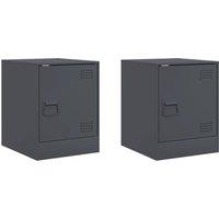 Berkfield Home Bedside Cabinets 2 pcs Anthracite 34.5x39x44 cm Steel in Charcoal