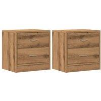 Berkfield Home Bedside Cabinets 2 pcs Artisian Oak 40x30x40 cm Engineered Wood in Brown | Size: 40 x 30 x 40 cm