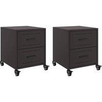 Berkfield Home Bedside Cabinets 2 pcs Black 36x39x43.5 cm Steel