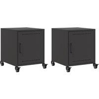 Berkfield Home Bedside Cabinets 2 pcs Black 36x39x43.5 cm Steel