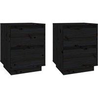 Berkfield Home Bedside Cabinets 2 pcs Black 40x35x50 cm Solid Wood Pine | Size: 40 x 35 x 50 cm