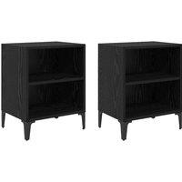 Berkfield Home Bedside Cabinets 2 pcs Black Oak 40x30x50 cm Engineered Wood | Size: 40 x 30 x 50 cm