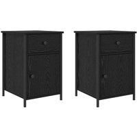 Berkfield Home Bedside Cabinets 2 pcs Black Oak 40x42x60 cm Engineered Wood | Size: 40 x 42 x 60 cm