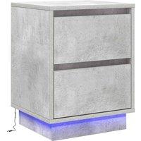 Berkfield Home Bedside Cabinet with LED Lights Concrete Grey 39x34.5x50 cm