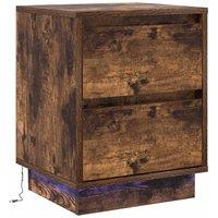 Berkfield Home Bedside Cabinet with LED Lights Smoked Oak 39x34.5x50 cm