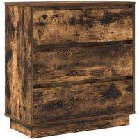 Berkfield Home Bedside Cabinet with LED Smoked Oak 71x34.5x75 cm Engineered Wood in Brown