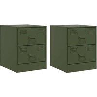 Berkfield Home Bedside Cabinets 2 pcs Green 34.5x39x44 cm Steel
