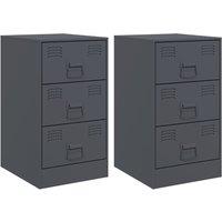 Berkfield Home Bedside Cabinets 2 pcs Anthracite 34.5x39x62 cm Steel in Charcoal