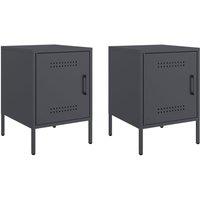 Berkfield Home Bedside Cabinets 2 pcs Anthracite 36x39x50.5 cm Steel in Dark Grey