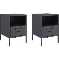 Berkfield Home Bedside Cabinets 2 pcs Anthracite 36x39x50.5 cm Steel in Dark Grey