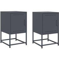 Berkfield Home Bedside Cabinets 2 pcs Anthracite 36x39x60.5 cm Steel in Dark Grey