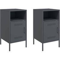 Berkfield Home Bedside Cabinets 2 pcs Anthracite 36x39x68 cm Steel in Dark Grey | Size: 36 x 39 x 68 cm