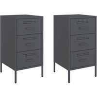 Berkfield Home Bedside Cabinets 2 pcs Anthracite 36x39x68 cm Steel in Dark Grey | Size: 36 x 39 x 68 cm
