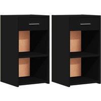 Berkfield Home Bedside Cabinets 2 pcs Black 35x34x65 cm Engineered Wood | Size: 35 x 34 x 65 cm