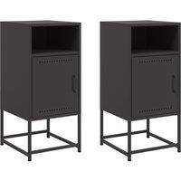 Berkfield Home Bedside Cabinets 2 pcs Black 36x39x78 cm Steel | Size: 36 x 39 x 78 cm