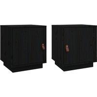 Berkfield Home Bedside Cabinets 2 pcs Black 40x34x45 cm Solid Wood Pine | Size: 40 x 34 x 45 cm