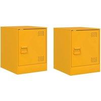 Berkfield Home Bedside Cabinets 2 pcs Mustard Yellow 34.5x39x44 cm Steel