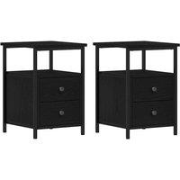 Berkfield Home Bedside Cabinets 2 pcs Black Oak 34x35.5x50 cm Engineered Wood
