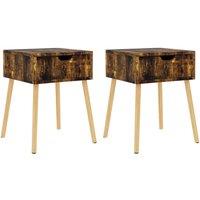 Berkfield Home Bedside Cabinets 2 pcs Smoked Oak 40x40x56 cm Engineered Wood in Brown | Size: 40 x 40 x 56 cm