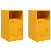 Berkfield Home Bedside Cabinets 2 pcs Mustard Yellow 34.5x39x62 cm Steel