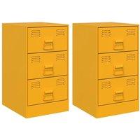 Berkfield Home Bedside Cabinets 2 pcs Mustard Yellow 34.5x39x62 cm Steel