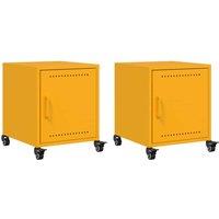 Berkfield Home Bedside Cabinets 2 pcs Mustard Yellow 36x39x43.5 cm Steel