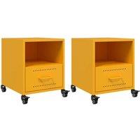 Berkfield Home Bedside Cabinets 2 pcs Mustard Yellow 36x39x43.5 cm Steel