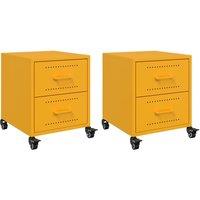 Berkfield Home Bedside Cabinets 2 pcs Mustard Yellow 36x39x43.5 cm Steel