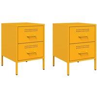 Berkfield Home Bedside Cabinets 2 pcs Mustard Yellow 36x39x50.5 cm Steel