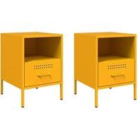 Berkfield Home Bedside Cabinets 2 pcs Mustard Yellow 36x39x50.5 cm Steel