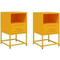 Berkfield Home Bedside Cabinets 2 pcs Mustard Yellow 36x39x60.5 cm Steel