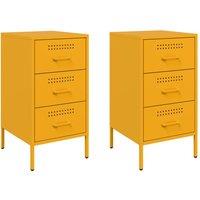 Berkfield Home Bedside Cabinets 2 pcs Mustard Yellow 36x39x68 cm Steel | Size: 36 x 39 x 68 cm