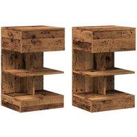 Berkfield Home Bedside Cabinets 2 pcs Old Wood 40x35x65 cm Engineered Wood in Brown | Size: 40 x 35 x 65 cm