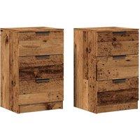 Berkfield Home Bedside Cabinets 2 pcs Old Wood 40x36x65 cm Engineered Wood in Brown | Size: 40 x 36 x 65 cm