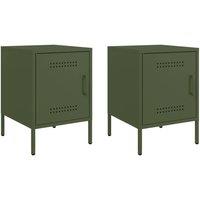Berkfield Home Bedside Cabinets 2 pcs Olive Green 36x39x50.5 cm Steel