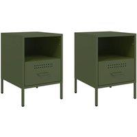 Berkfield Home Bedside Cabinets 2 pcs Olive Green 36x39x50.5 cm Steel