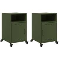 Berkfield Home Bedside Cabinets 2 pcs Olive Green 36x39x59 cm Steel | Size: 36 x 39 x 59 cm