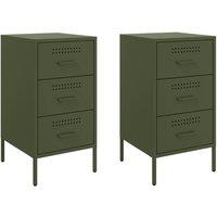 Berkfield Home Bedside Cabinets 2 pcs Olive Green 36x39x68 cm Steel | Size: 36 x 39 x 68 cm