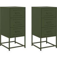 Berkfield Home Bedside Cabinets 2 pcs Olive Green 36x39x78 cm Steel | Size: 36 x 39 x 78 cm
