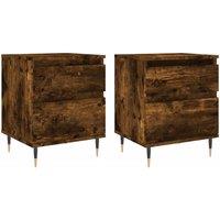 Berkfield Home Bedside Cabinets 2 pcs Smoked Oak 40x35x50 cm Engineered Wood in Brown | Size: 40 x 35 x 50 cm