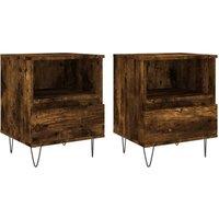Berkfield Home Bedside Cabinets 2 pcs Smoked Oak 40x35x50 cm Engineered Wood in Brown | Size: 40 x 35 x 50 cm