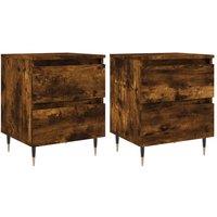 Berkfield Home Bedside Cabinets 2 pcs Smoked Oak 40x35x50 cm Engineered Wood in Brown | Size: 40 x 35 x 50 cm