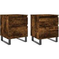 Berkfield Home Bedside Cabinets 2 pcs Smoked Oak 40x35x50 cm Engineered Wood in Brown | Size: 40 x 35 x 50 cm