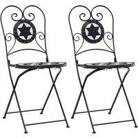 Berkfield Home Bistro Chairs Foldable 2 pcs Black & White Ceramic