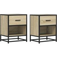 Berkfield Home Bedside Cabinets 2 pcs Sonoma Oak 40x31x50 cm Engineered Wood in Light Tan | Size: 40 x 31 x 50 cm