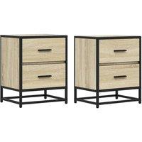 Berkfield Home Bedside Cabinets 2 pcs Sonoma Oak 40x31x50 cm Engineered Wood in Light Tan | Size: 40 x 31 x 50 cm