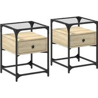Berkfield Home Bedside Cabinets 2 pcs Sonoma Oak 40x40x55 cm Engineered Wood in Light Tan | Size: 40 x 40 x 55 cm