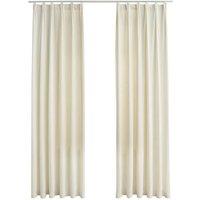Berkfield Home Blackout Curtains 2 pcs with Hooks Velvet Cream 140x245 cm
