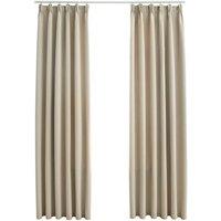 Berkfield Home Blackout Curtains with Hooks 2 pcs Beige 140x245 cm