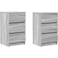 Berkfield Home Bedside Cabinets with 3 Drawers 2 pcs Grey Sonoma 39x35x65 cm | Size: 39 x 35 x 65 cm